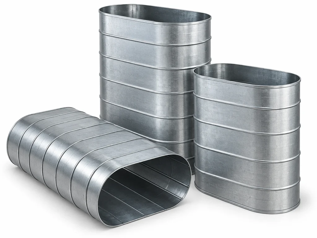 Oval galvanized HVAC ductwork